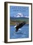 Lake George, New York - Eagle Fishing-Lantern Press-Framed Art Print