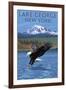 Lake George, New York - Eagle Fishing-Lantern Press-Framed Art Print