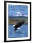 Lake George, New York - Eagle Fishing-Lantern Press-Framed Art Print