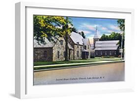 Lake George, New York - Exterior View of the Sacred Heart Catholic Church-Lantern Press-Framed Art Print