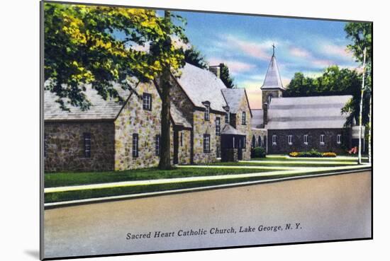 Lake George, New York - Exterior View of the Sacred Heart Catholic Church-Lantern Press-Mounted Art Print