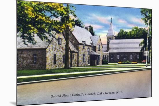 Lake George, New York - Exterior View of the Sacred Heart Catholic Church-Lantern Press-Mounted Art Print