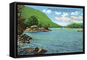 Lake George, New York - Huletts Entrance to Narrows, Cook's Island View-Lantern Press-Framed Stretched Canvas