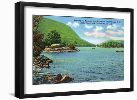 Lake George, New York - Huletts Entrance to Narrows, Cook's Island View-Lantern Press-Framed Art Print