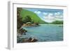 Lake George, New York - Huletts Entrance to Narrows, Cook's Island View-Lantern Press-Framed Art Print