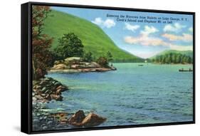 Lake George, New York - Huletts Entrance to Narrows, Cook's Island View-Lantern Press-Framed Stretched Canvas