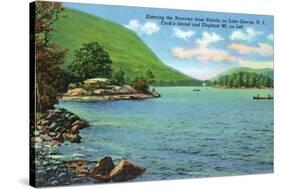 Lake George, New York - Huletts Entrance to Narrows, Cook's Island View-Lantern Press-Stretched Canvas