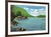 Lake George, New York - Huletts Entrance to Narrows, Cook's Island View-Lantern Press-Framed Art Print