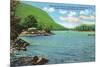 Lake George, New York - Huletts Entrance to Narrows, Cook's Island View-Lantern Press-Mounted Art Print