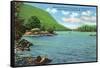 Lake George, New York - Huletts Entrance to Narrows, Cook's Island View-Lantern Press-Framed Stretched Canvas