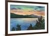 Lake George, New York - Lake Sunrise View of Buck Mountain-Lantern Press-Framed Premium Giclee Print