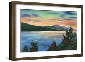 Lake George, New York - Lake Sunrise View of Buck Mountain-Lantern Press-Framed Art Print