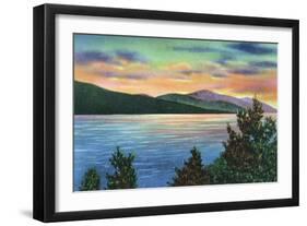 Lake George, New York - Lake Sunrise View of Buck Mountain-Lantern Press-Framed Art Print