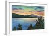 Lake George, New York - Lake Sunrise View of Buck Mountain-Lantern Press-Framed Art Print