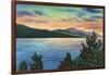 Lake George, New York - Lake Sunrise View of Buck Mountain-Lantern Press-Framed Art Print