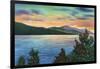 Lake George, New York - Lake Sunrise View of Buck Mountain-Lantern Press-Framed Art Print