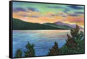 Lake George, New York - Lake Sunrise View of Buck Mountain-Lantern Press-Framed Stretched Canvas