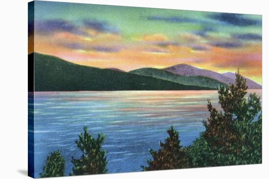 Lake George, New York - Lake Sunrise View of Buck Mountain-Lantern Press-Stretched Canvas