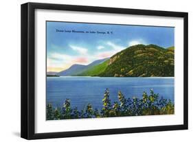 Lake George, New York - Lake View of Deers Leap Mountain-Lantern Press-Framed Art Print