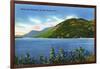 Lake George, New York - Lake View of Deers Leap Mountain-Lantern Press-Framed Art Print