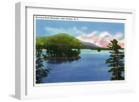 Lake George, New York - Lake View of Shelving Rock Mountain-Lantern Press-Framed Art Print