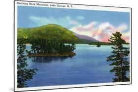 Lake George, New York - Lake View of Shelving Rock Mountain-Lantern Press-Mounted Art Print