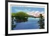 Lake George, New York - Lake View of Shelving Rock Mountain-Lantern Press-Framed Premium Giclee Print