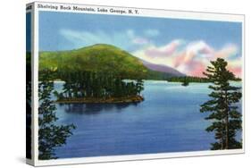 Lake George, New York - Lake View of Shelving Rock Mountain-Lantern Press-Stretched Canvas