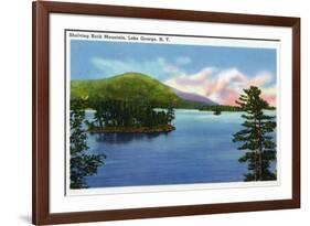 Lake George, New York - Lake View of Shelving Rock Mountain-Lantern Press-Framed Art Print