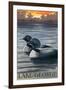 Lake George, New York - Loons at Sunset-Lantern Press-Framed Art Print