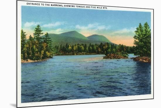 Lake George, New York - Narrows Entrance, Tongue and Five Mile Mountains-Lantern Press-Mounted Art Print
