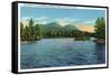 Lake George, New York - Narrows Entrance, Tongue and Five Mile Mountains-Lantern Press-Framed Stretched Canvas