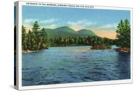 Lake George, New York - Narrows Entrance, Tongue and Five Mile Mountains-Lantern Press-Stretched Canvas