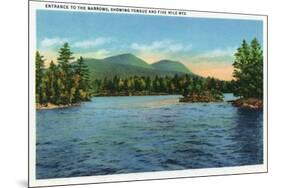 Lake George, New York - Narrows Entrance, Tongue and Five Mile Mountains-Lantern Press-Mounted Premium Giclee Print