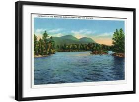 Lake George, New York - Narrows Entrance, Tongue and Five Mile Mountains-Lantern Press-Framed Art Print