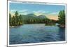 Lake George, New York - Narrows Entrance, Tongue and Five Mile Mountains-Lantern Press-Mounted Art Print