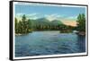 Lake George, New York - Narrows Entrance, Tongue and Five Mile Mountains-Lantern Press-Framed Stretched Canvas