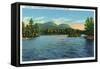 Lake George, New York - Narrows Entrance, Tongue and Five Mile Mountains-Lantern Press-Framed Stretched Canvas