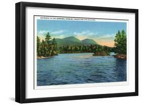 Lake George, New York - Narrows Entrance, Tongue and Five Mile Mountains-Lantern Press-Framed Art Print