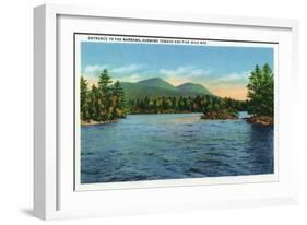 Lake George, New York - Narrows Entrance, Tongue and Five Mile Mountains-Lantern Press-Framed Art Print