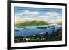 Lake George, New York - Narrows, Hundred Islands, Tongue Mountain View-Lantern Press-Framed Art Print