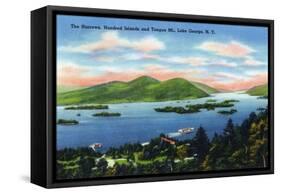 Lake George, New York - Narrows, Hundred Islands, Tongue Mountain View-Lantern Press-Framed Stretched Canvas