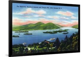Lake George, New York - Narrows, Hundred Islands, Tongue Mountain View-Lantern Press-Framed Art Print
