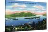 Lake George, New York - Narrows, Hundred Islands, Tongue Mountain View-Lantern Press-Stretched Canvas