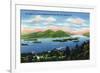 Lake George, New York - Narrows, Hundred Islands, Tongue Mountain View-Lantern Press-Framed Premium Giclee Print