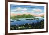 Lake George, New York - Narrows, Hundred Islands, Tongue Mountain View-Lantern Press-Framed Premium Giclee Print