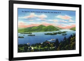 Lake George, New York - Narrows, Hundred Islands, Tongue Mountain View-Lantern Press-Framed Premium Giclee Print