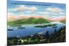 Lake George, New York - Narrows, Hundred Islands, Tongue Mountain View-Lantern Press-Mounted Premium Giclee Print