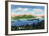 Lake George, New York - Narrows, Hundred Islands, Tongue Mountain View-Lantern Press-Framed Art Print