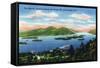 Lake George, New York - Narrows, Hundred Islands, Tongue Mountain View-Lantern Press-Framed Stretched Canvas